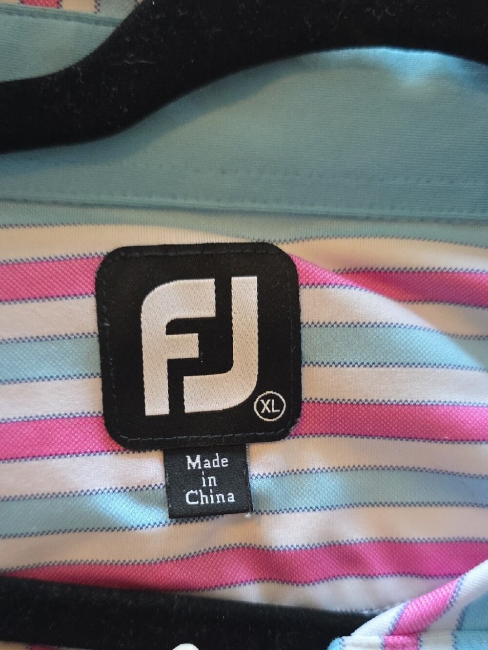 FootJoy Men’s Pink & Light Blue Striped Polo Shirt Indian Canyon Golf Resort Spr - Picture 2 of 3